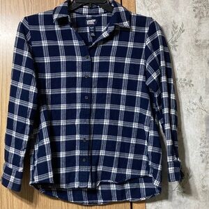 Lands' End Youth  Blue and White Checkered Shirt Size 10-13